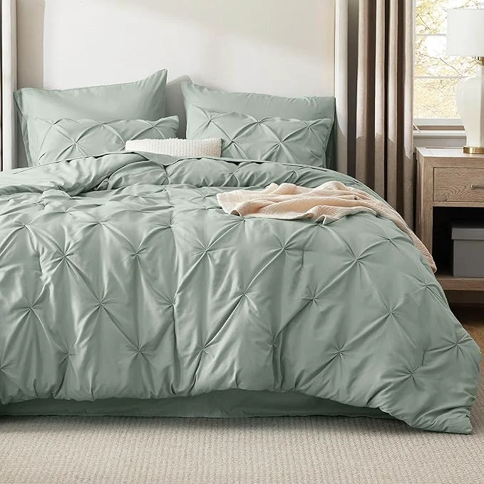 Quality Bedsure Full Size Comforter Sets - Bedding Sets Full 7 Pieces Pintuck Bed in a Bag Sage Green Bed Set with Comforter Sheets Pillowcases amp Shams Consistent