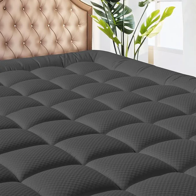Official MATBEBY Full Size Mattress Pad - Cooling Breathable Mattress Topper Quilted Fitted Mattress Protector Pillow Top Mattress Cover with 8-21 quot Deep Pocket Machine Washable Dark Grey 54x75 Inches Optimized