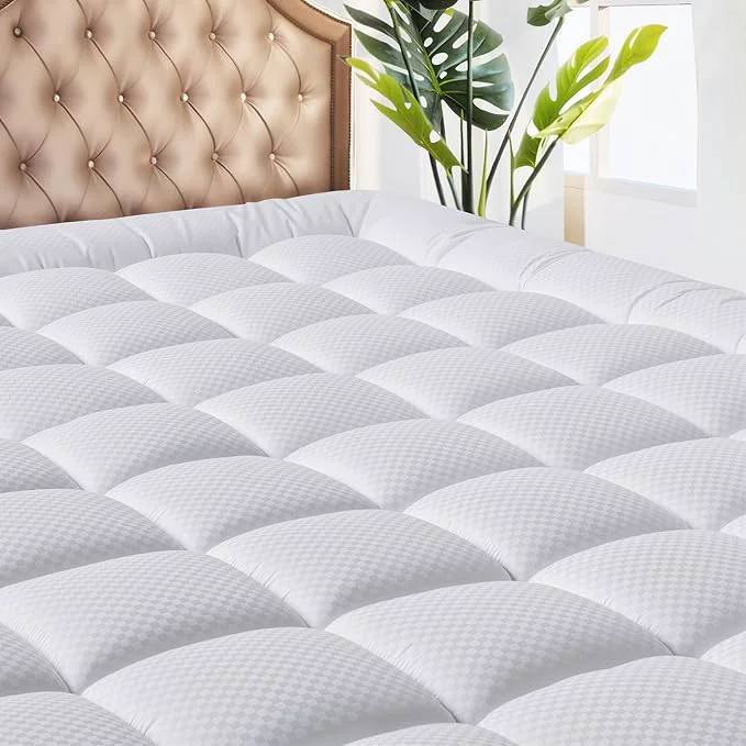 Premium MATBEBY Twin Size Mattress Pad - Cooling Breathable Mattress Topper Quilted Fitted Mattress Protector Pillow Top Mattress Cover with 8-21 quot Deep Pocket Soft Machine Washable White 39x75 Inches Top-Quality