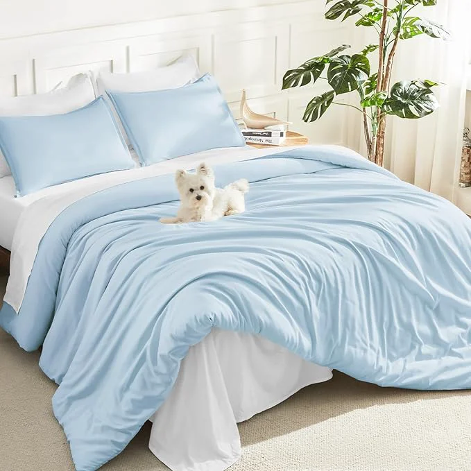 Organic Litanika Comforters Light Blue Twin Twin XL Size 2 Pieces Lightweight Solid Bedding Comforter Set All Season Fluffy Bed Set 66x90In Comforter amp 1 Pillowcase Genuine