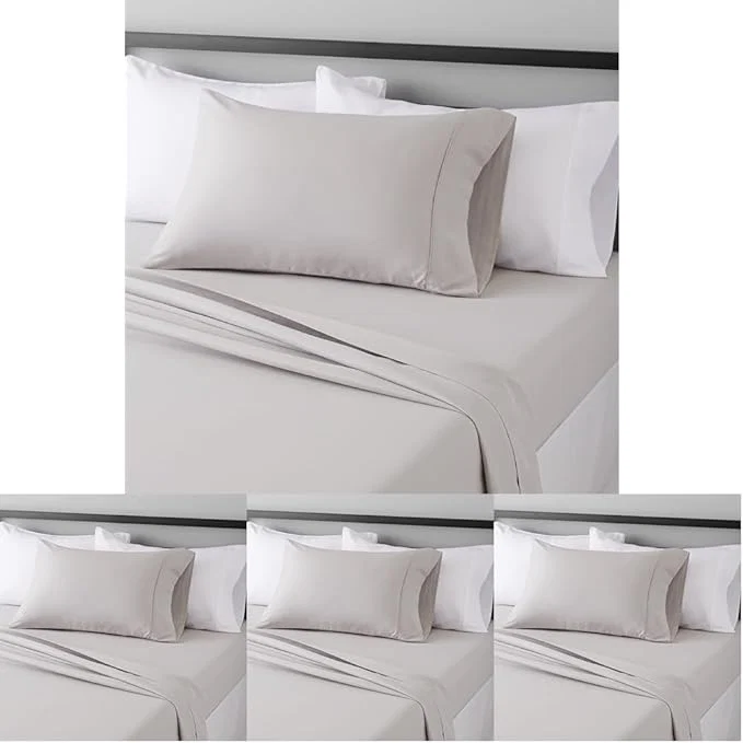 Quality Amazon Basics Lightweight Super Soft Easy Care Microfiber 3 Piece Bed Sheet Set with 14-inch Deep Pockets Twin X-Large Light Grey Solid Pack of 4 Original