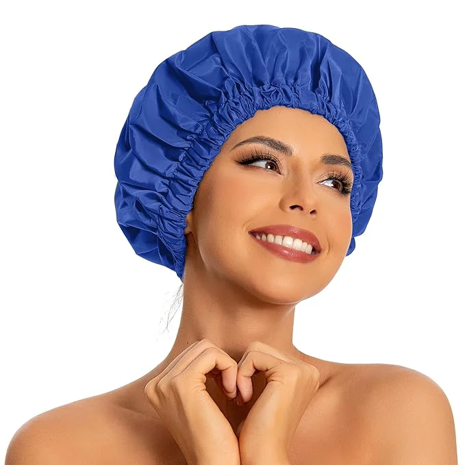 Official Reusable Shower Cap for Women Large Waterproof Shower Bonnet Quality