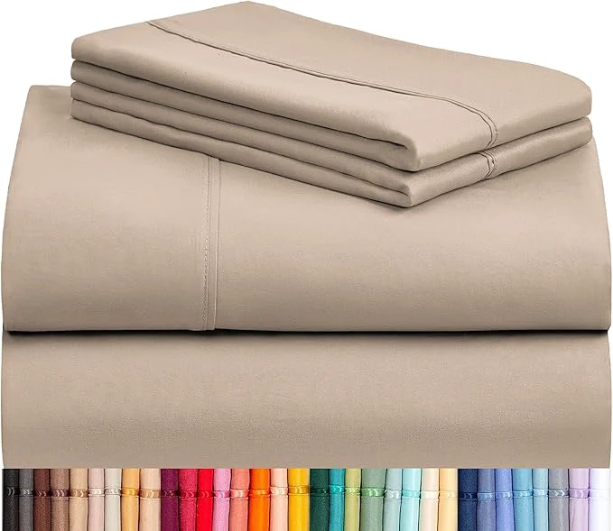Green LuxClub 4 PC King Sheet Set Breathable Luxury Bed Sheets Deep Pockets 18 quot Wrinkle Cooling Bed Sheets Machine Washable Hotel Bedding Silky Soft - Light Khaki King User-Friendly