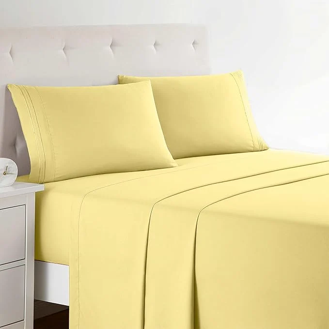 Verified Clara Clark Bed Sheets Premier 1800 Series 4 Piece Bed Sheet Set Deep Pocket Wrinkle Fade Stain Resistant Luxury Soft Bedding Sheets amp Pillowcases Full Custard Mellow Dependable