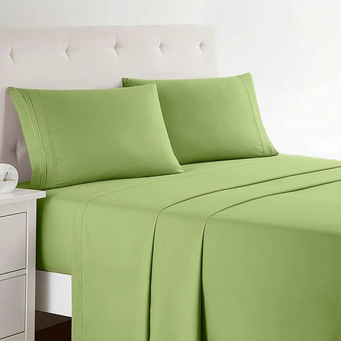 Comfortable Clara Clark Bed Sheets Premier 1800 Series 4 Piece Bed Sheet Set Deep Pocket Wrinkle Fade Stain Resistant Luxury Soft Bedding Sheets amp Pillowcases Twin Garden Green Fast
