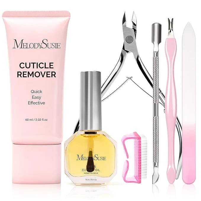 Detailed MelodySusie Cuticle Remover Kit 60g Cuticle Remover Cream 15ML Cuticle Oil Soft