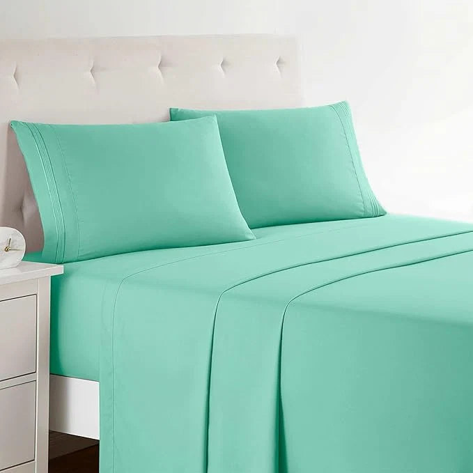 Premium Material Clara Clark Bed Sheets Premier 1800 Series 4 Piece Bed Sheet Set Deep Pocket Wrinkle Fade Stain Resistant Luxury Soft Bedding Sheets amp Pillowcases King Mint Green Quality