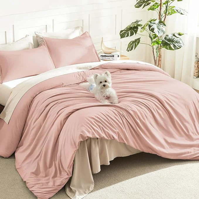 Elite Litanika Pink Comforter Set King Size 3 Pieces Blush Plain Bedding Comforter Set All Season Bed Set 90x90In Comforter amp 2 Pillowcases High-Grade
