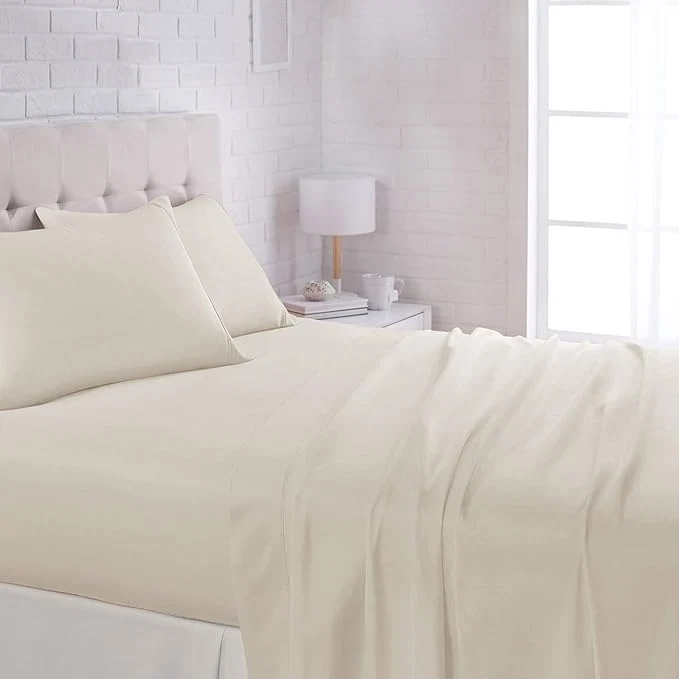 Unique Amazon Basics Lightweight Super Soft Breathable Brushed Microfiber 4 Piece Bed Sheet Set with 14-Inch Deep Pockets Wrinkle Resistant Queen Beige Solid Powerful