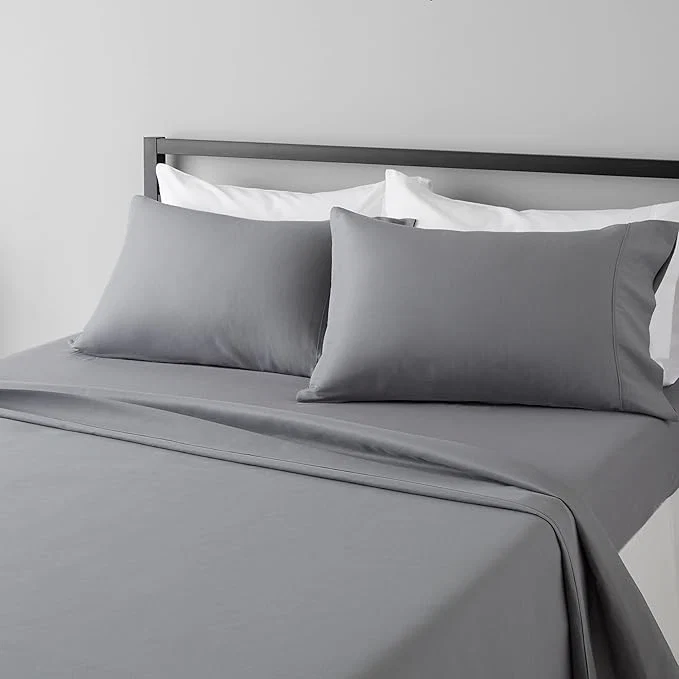Basics Lightweight Super Soft Wrinkle- Breathable Luxury Microfiber 4 Piece Bed Sheet Set with 14-Inch Deep Pockets Full Dark Gray Solid Elite