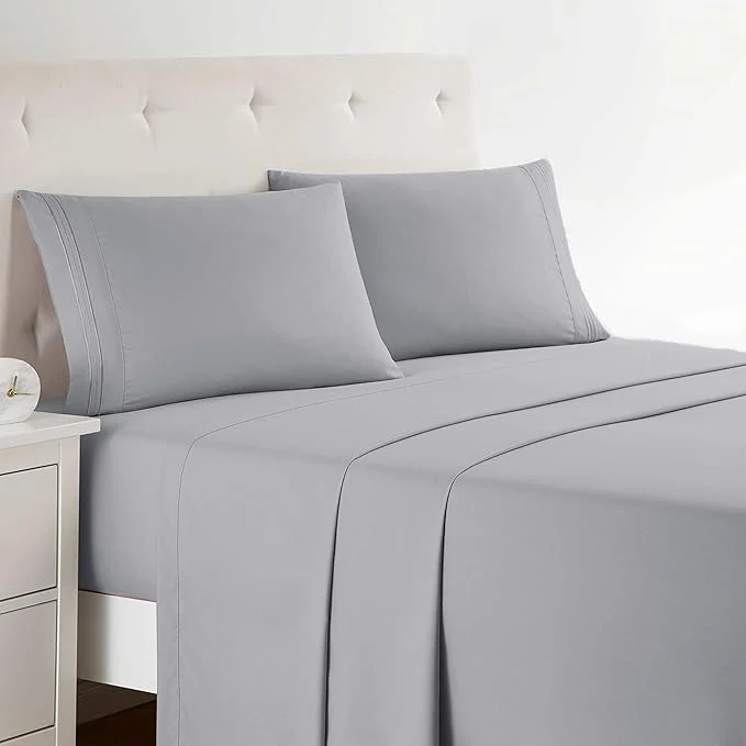 Safe Clara Clark Bed Sheets Premier 1800 Series 4 Piece Bed Sheet Set Deep Pocket Wrinkle Fade Stain Resistant Luxury Soft Bedding Sheets amp Pillowcases Twin Silver Gray Proven