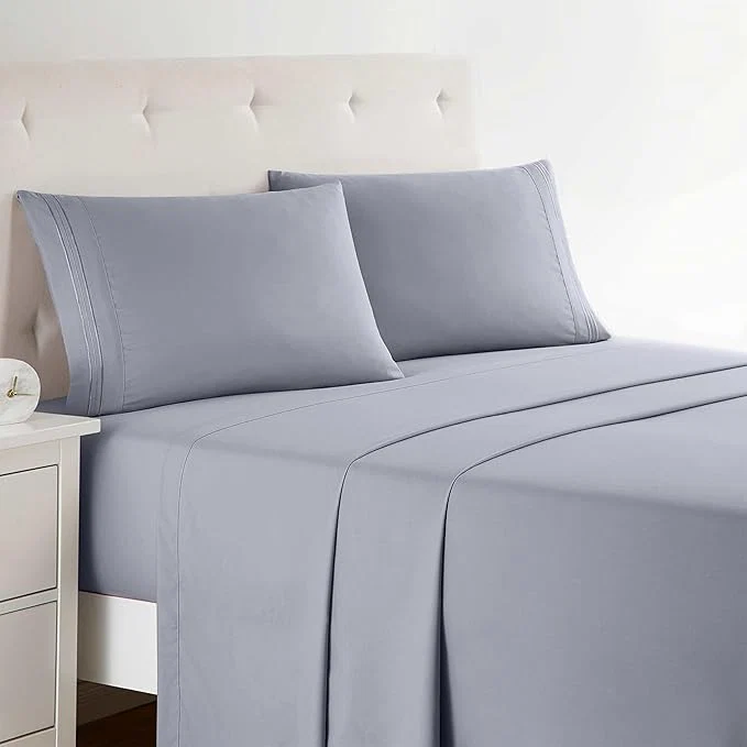 Reliable Clara Clark Full XL Bed Sheet Set - Wrinkle Fade Stain Resistant Deep Pocket Sheets - Luxury Soft Bedding Sheets amp Pillowcases Full XL Gray Lavender Efficient