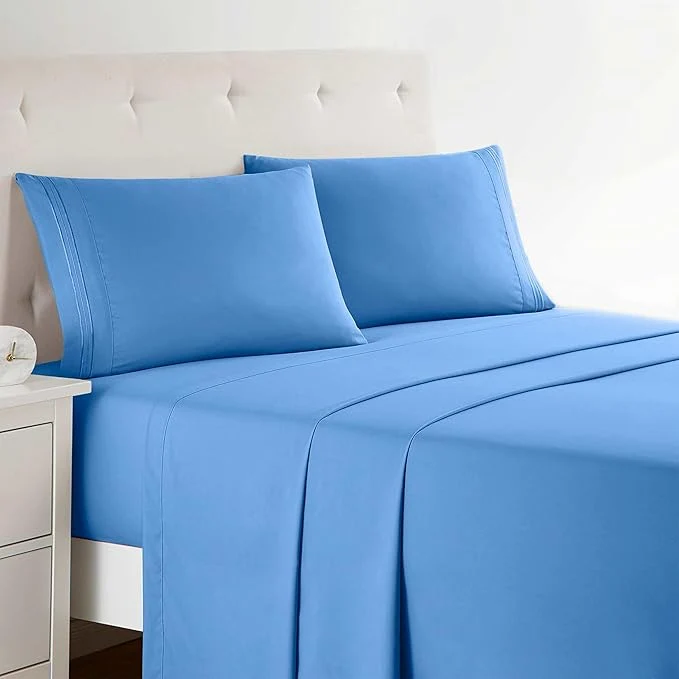 Enhanced Clara Clark Twin Sheets Set Deep Pocket Bed Sheets for Twin Size Bed - 3 Piece Sheets Luxury Soft Bedding Sheets amp Pillowcases Calm Blue Outstanding