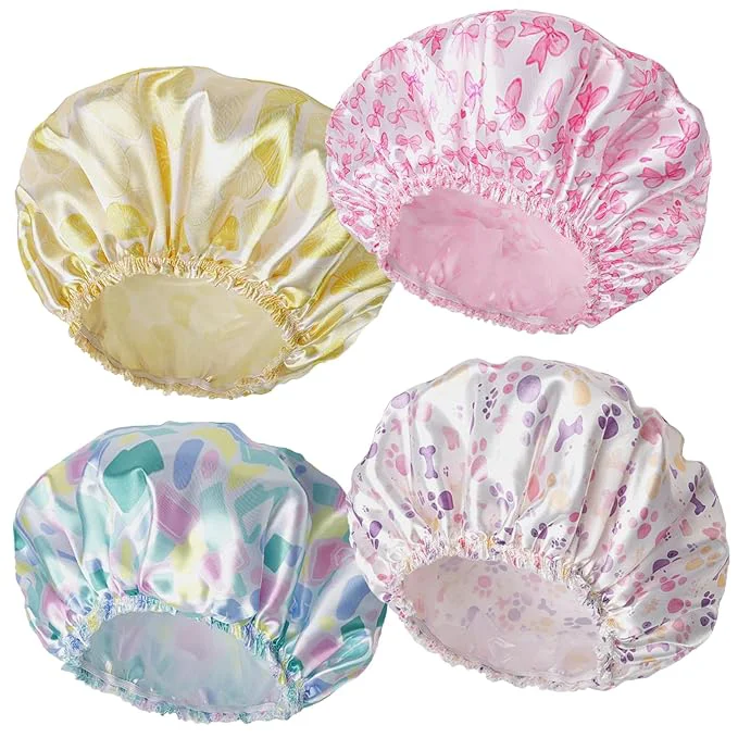 Expertly Made Shower Caps for Women Double Layers Shower Cap Reusable Waterproof Bathing Enhanced