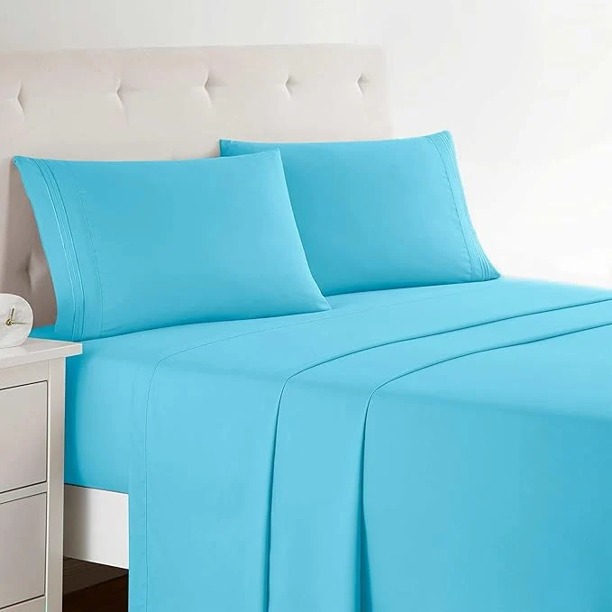 Clara Clark Bed Sheets Premier 1800 Series 4 Piece Bed Sheet Set Deep Pocket Wrinkle Fade Stain Resistant Luxury Soft Bedding Sheets amp Pillowcases Queen Beach Blue First-Class