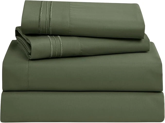 Environmentally Friendly Clara Clark Bed Sheets Premier 1800 Series Bed Sheet Set Deep Pocket Wrinkle Fade Stain Resistant Luxury Soft Bedding Sheets amp Pillowcases Full Olive Green Secure