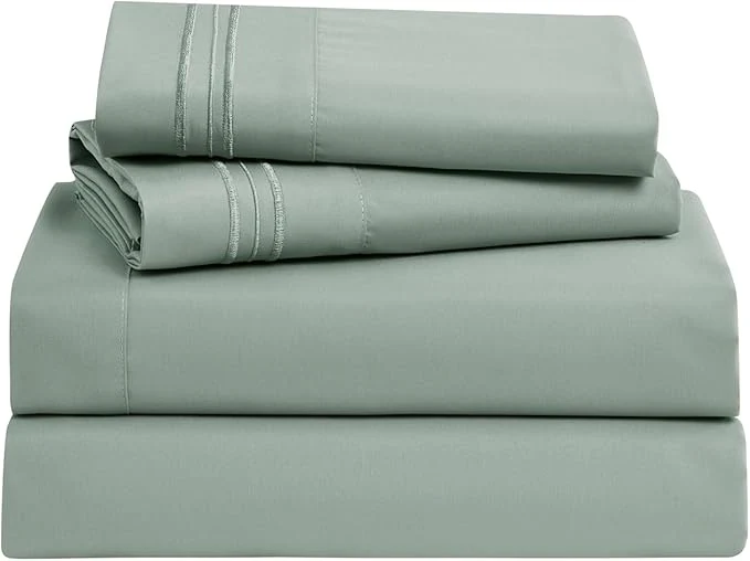 Easy-to-Use Clara Clark Bed Sheets Premier 1800 Series Bed Sheet Set Deep Pocket Wrinkle Fade Stain Resistant Luxury Soft Bedding Sheets amp Pillowcases California King Ice Green Sophisticated