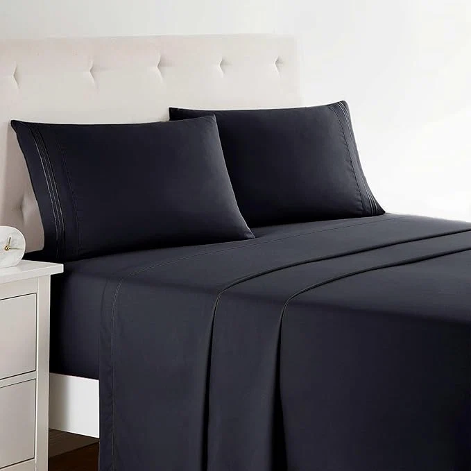 Authentic Clara Clark Bed Sheets Premier 1800 Series 4 Piece Bed Sheet Set Deep Pocket Wrinkle Fade Stain Resistant Luxury Soft Bedding Sheets amp Pillowcases Twin Black Classic