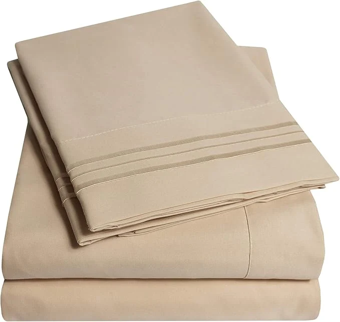 Efficient 1500 Supreme Collection Full Sheet Sets Taupe - Luxury Hotel Bed Sheets and Pillowcase Set for Full Mattress - Extra Soft Elastic Corner Straps Deep Pocket Sheets Full Taupe Carefully Designed