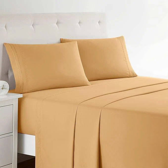 Safe Clara Clark Bed Sheet Set Split King Premier 1800 Collection 5 Piece Microfiber Deep Pocket Apricot Orange Convenient