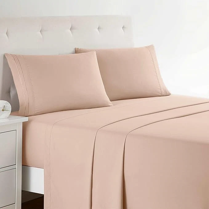 Expertly Made Clara Clark Bed Sheets Premier 1800 Series 4 Piece Bed Sheet Set Deep Pocket Wrinkle Fade Stain Resistant Luxury Soft Bedding Sheets amp Pillowcases Twin Peach High-Performance
