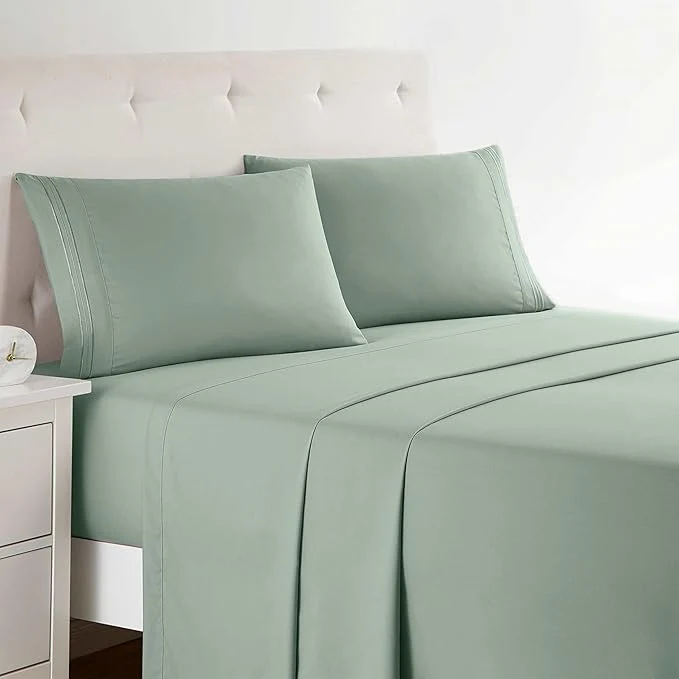 Refined Clara Clark Bed Sheets Premier 1800 Series Bed Sheet Set Deep Pocket Wrinkle Fade Stain Resistant Luxury Soft Bedding Sheets amp Pillowcases Queen Ice Green First-Class