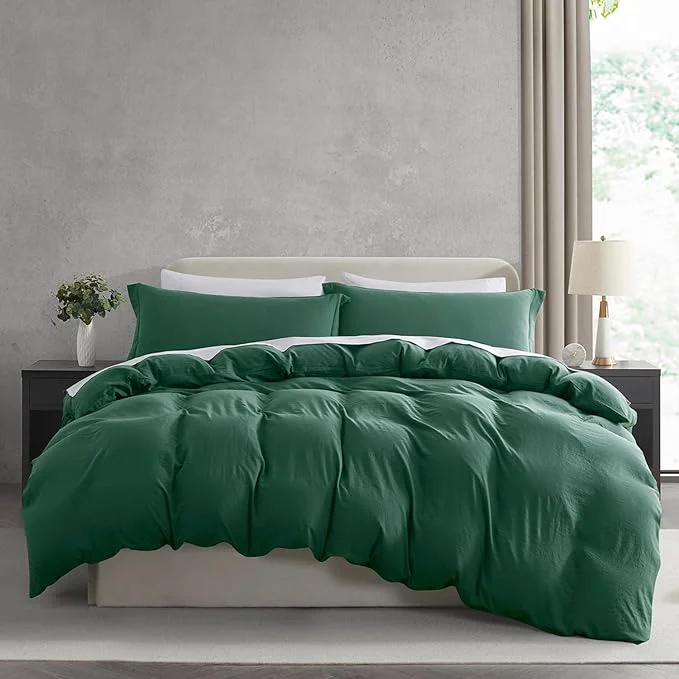 Modern Nestl Dark Green Duvet Cover King Size - Soft Prewashed King Duvet Cover Set 3 Piece with Zipper Closure 1 Duvet Cover 104x90 inches and 2 Pillow Shams High-Quality