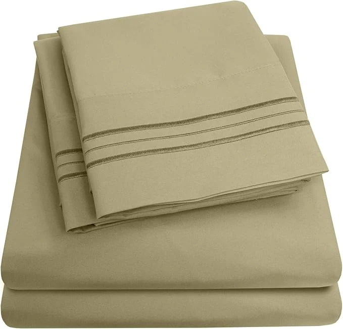 Selected 1500 Supreme Collection Full Sheet Sets Sage Green - Luxury Hotel Bed Sheets and Pillowcase Set for Full Mattress - Extra Soft Elastic Corner Straps Deep Pocket Sheets Full Sage Green Fast