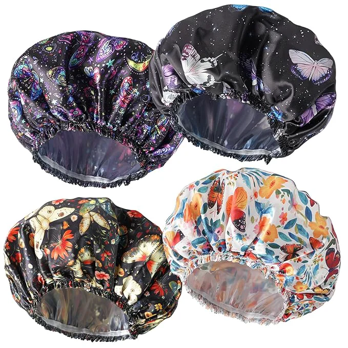 Comfortable Shower Cap for Women Double Layers Shower Caps Reusable Waterproof Bathing Dependable