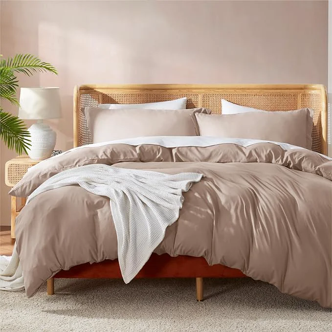 Easy-to-Use Nestl Khaki Duvet Cover King Size - Soft Double Brushed King Duvet Cover Set 3 Piece with Button Closure 1 Duvet Cover 104x90 inches and 2 Pillow Shams Relaxed