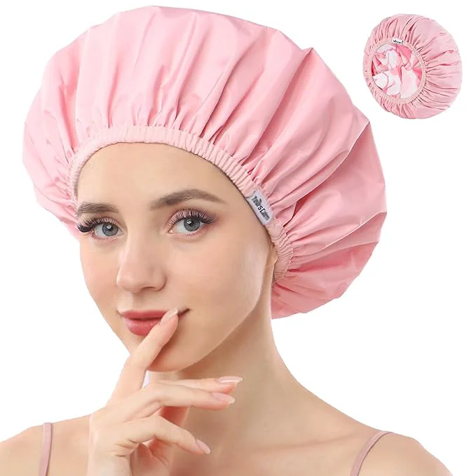 Comfortable Years calm Shower Caps for Women Reusable Waterproof Double Layer Waterproof Modern