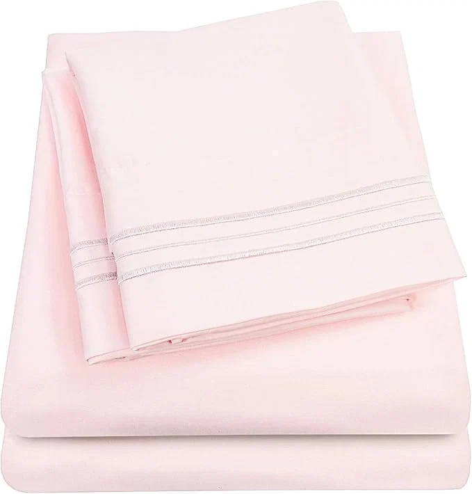 Comfortable 1500 Supreme Collection Twin XL Sheet Sets Pale Pink - 3 Piece Bed Sheets and Pillowcase Set for Twin XL Mattress - Extra Soft Elastic Corner Straps Deep Pocket Sheets Twin XL Pale Pink Fine Crafted