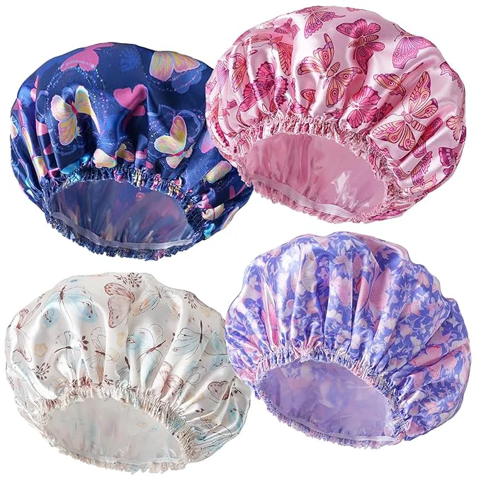 Easy-to-Use Shower Cap for Women Double Layers Shower Caps Reusable Waterproof Bathing Sophisticated