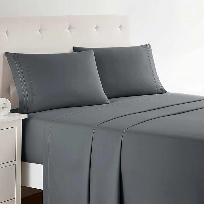 Expertly Made Clara Clark Bed Sheets Premier 1800 Series 4 Piece Bed Sheet Set Deep Pocket Wrinkle Fade Stain Resistant Luxury Soft Bedding Sheets amp Pillowcases King Charcoal Gray Long-Lasting