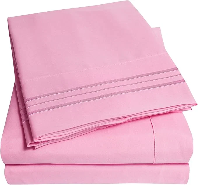 First-Class 1500 Supreme Collection King Sheet Sets Pink - Luxury Hotel Bed Sheets and Pillowcase Set for King Mattress - Extra Soft Elastic Corner Straps Deep Pocket Sheets King Pink User-Friendly