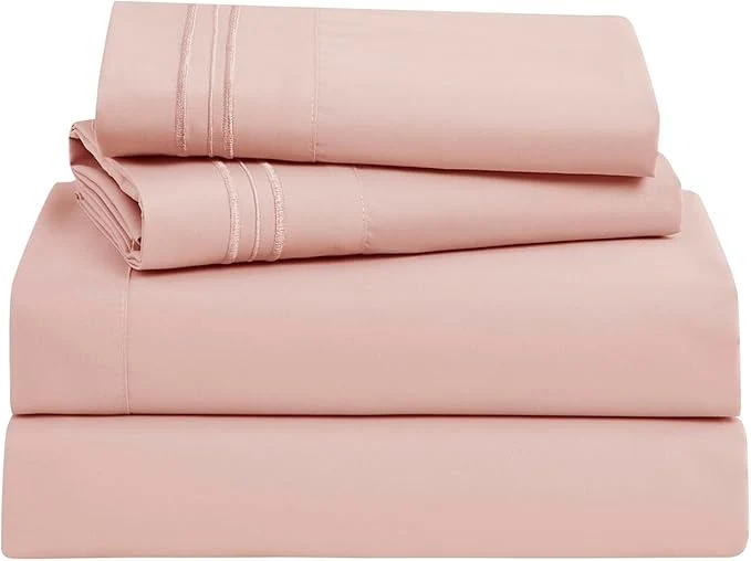 Verified Clara Clark Bed Sheets Premier 1800 Series Bed Sheet Set Deep Pocket Wrinkle Fade Stain Resistant Luxury Soft Bedding Sheets amp Pillowcases Full Pink Beige Secure