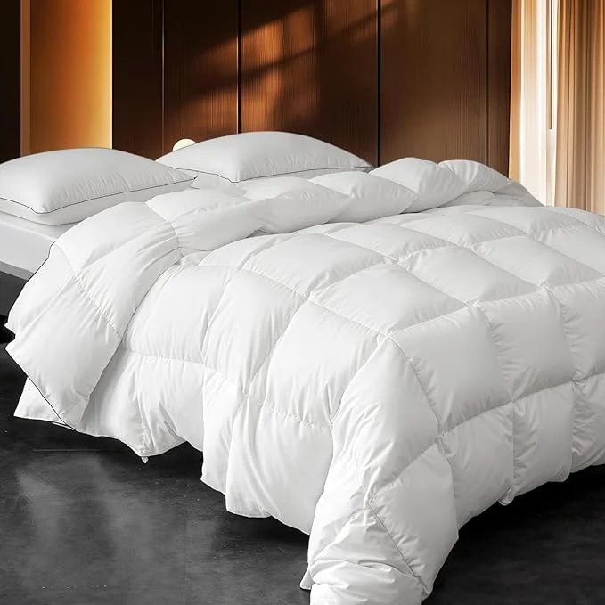 Next-Generation Down Fibers Comforter Oversize King Size Luxurious All Seasons Hotel Collection Duvet Insert 54 Oz High Bulkiness Medium Warmth Fluffy amp Breathable for Bedroom Guestroom Hotel White 120x98 Top-Quality