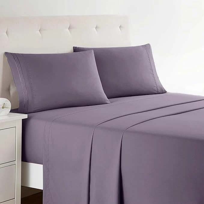 Convenient Clara Clark Full XL Bed Sheet Set - Wrinkle Fade Stain Resistant Deep Pocket Sheets - Luxury Soft Bedding Sheets amp Pillowcases Full XL Grayish Purple Proven