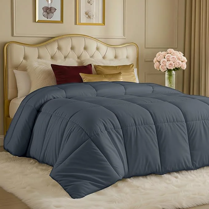 User-Friendly Utopia Bedding Comforters Twin Size All Season Duvet Insert Down Box Stitched Bed Comforter with Corner Tabs Machine Washable Grey Fine Crafted