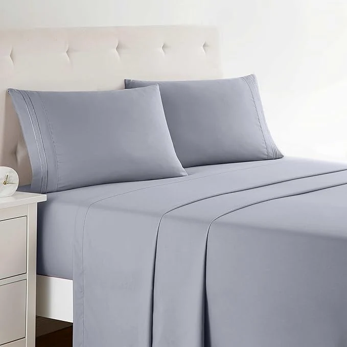 Smart Clara Clark California King Sheets Set Deep Pocket Bed Sheets for Cal King Size Bed - 4 Piece Bed Sheet Set Extra Soft Bedding Sheets amp Pillowcases Cal King Gray Lavender Proven