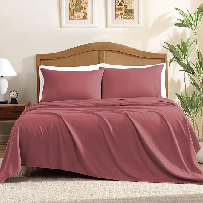 Healthy ClevaHome Sheet Set Twin Size 3-Piece Bedding Lightweight amp Super Soft Easy Care Microfiber– Shrinkage amp Fade Resistant Bedding Set with 14 39 39 Deep Pockets Dusty Rose Optimized