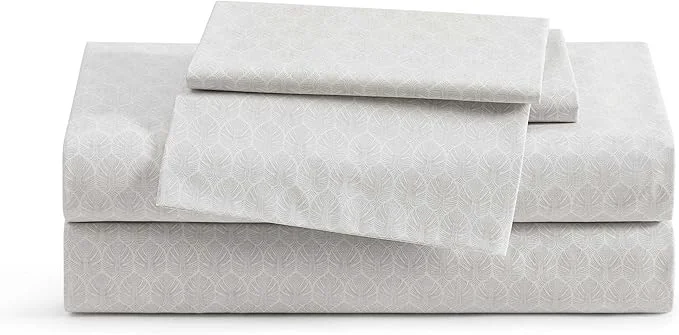 Trusted Tommy Bahama - Queen Sheet Set Crisp amp Cool Cotton Percale Bed Sheets Deep Pockets Bedding with Matching Fitted Sheet amp Pillowcases Line Palms Grey Easy-to-Use