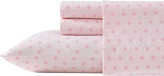 Fast Laura Ashley - Full Sheets Cotton Percale Bedding Set Lightweight amp Breathable Home Decor Scallop Dollop Pink Full Versatile