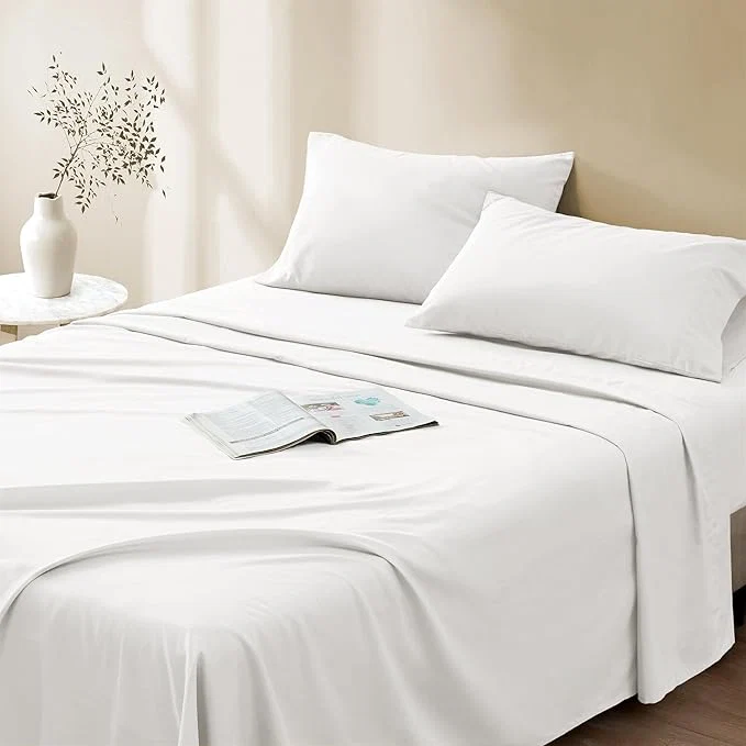 Carefully Designed Comfort Spaces Cotton Sheet Set Breathable Lightweight Soft with 12 quot Elastic Pocket Fits up to 14 quot Mattress All Season Cozy Bedding Matching Pillow Case Twin XL White 3 Piece