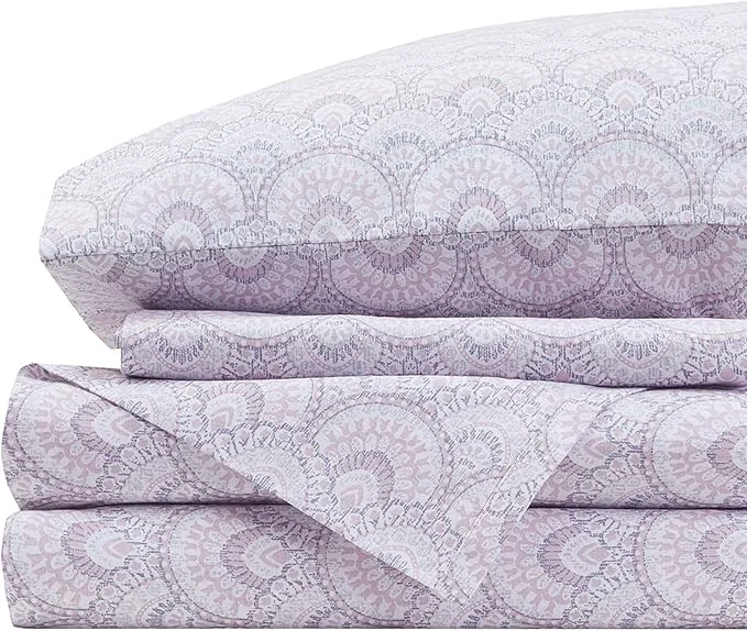 High-Grade Comfort Spaces Cotton Sheet Set Breathable Lightweight Soft with 14 quot Elastic Pocket Fits up to 16 quot Mattress All Season Cozy Bedding Matching Pillow Case King Tabitha Purple 4 Piece Minimalist