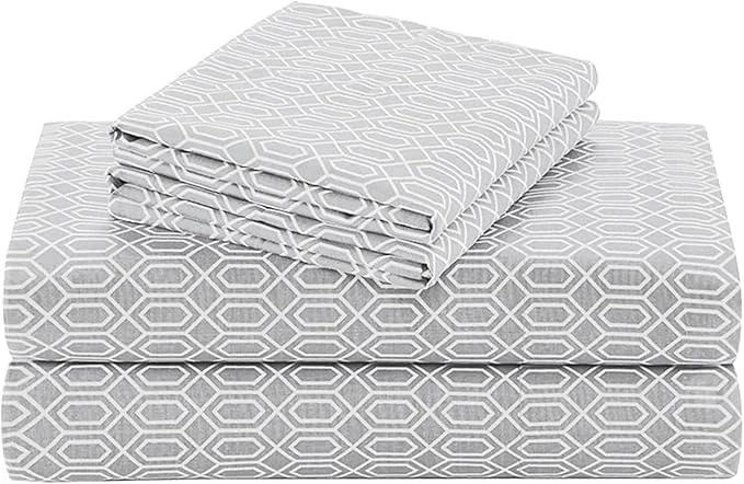 Secure Comfort Spaces Cotton Sheet Set Breathable Lightweight Soft with 14 quot Elastic Pocket Fits up to 16 quot Mattress All Season Cozy Bedding Matching Pillow Case King Diamond Taupe 4 Piece Specialty