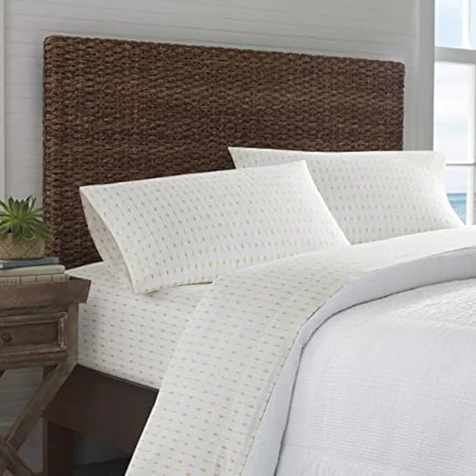 Lightweight Tommy Bahama - Queen Size Sheet Set Cotton Percale Bedding with a Crisp amp Cool Feel Bed Sheets with Matching Fitted Sheet amp Pillowcases Pineapple Pinstripe Yellow Proven