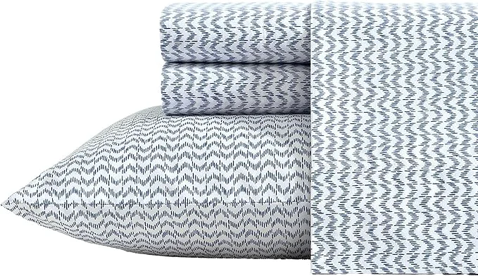 Flexible Nautica - Sheets Cotton Percale Bedding Set with Matching Pillowcase Crisp amp Cool Deep Pocket Ikat Wave Blue Twin Smart