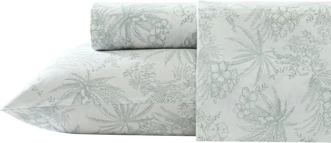 Sophisticated Tommy Bahama - Queen Size Sheets Set Crisp amp Tailored Cooling Sheets with a Smooth Cotton Percale Lightweight Feel - Bed Sheets with Matching Pillowcases amp Fitted Sheet Pen and Ink Palm Green Powerful