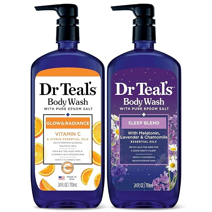 Fast Dr Teal's Body Wash with Pure Epsom Salt Daytime Nighttime with Vitamin C Luxury